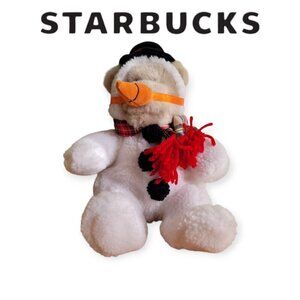 Starbucks Snowman Christmas Bear Plush Holiday Winter White Bear Stuffed 1990s